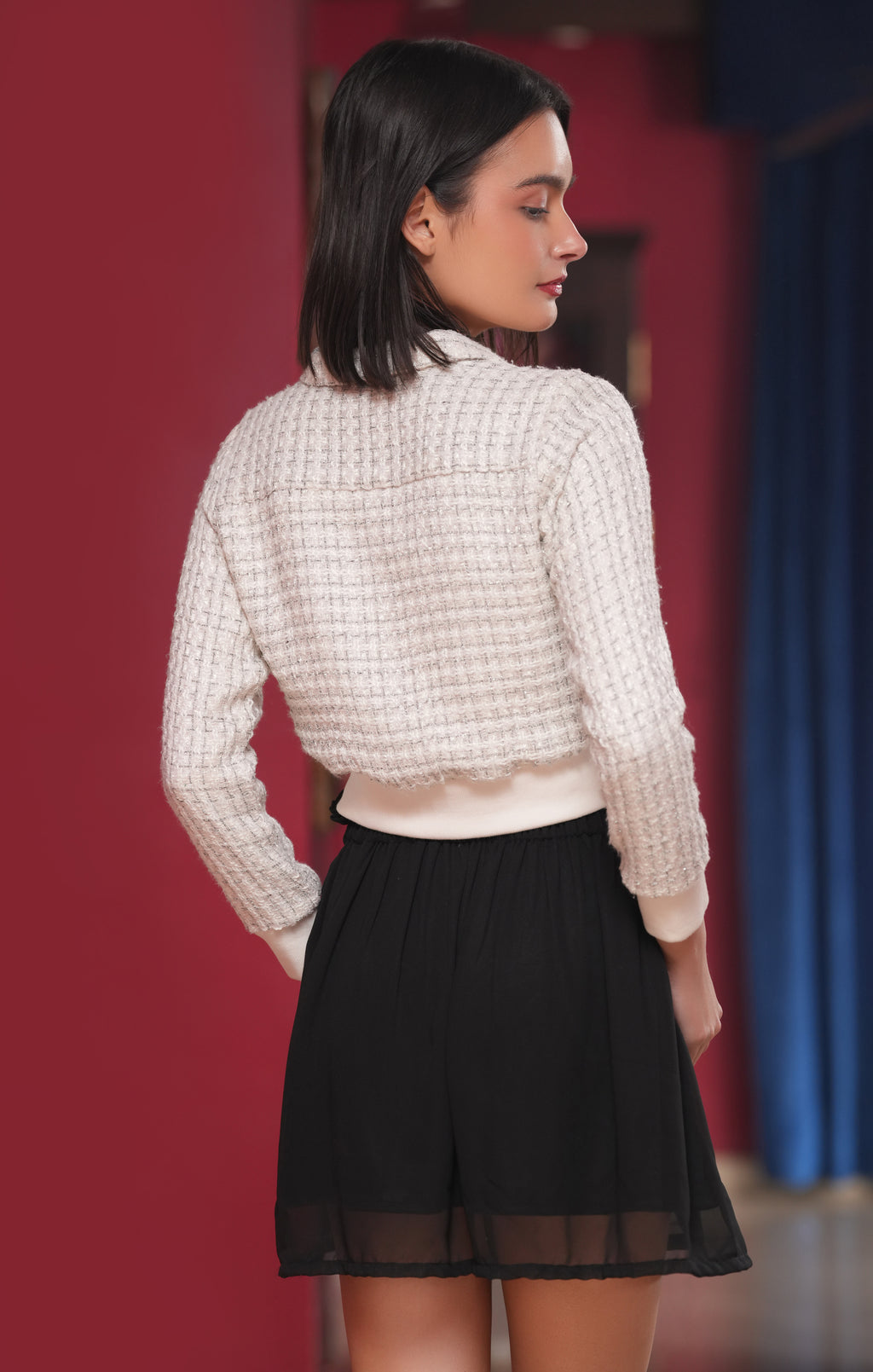 Charm Tweed Bomber Jacket (AE-1002-NB)