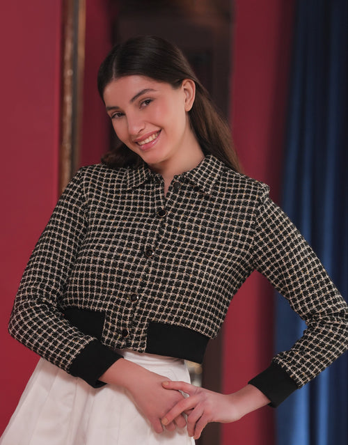 Charm Tweed Bomber Jacket (AE-1002-NB)