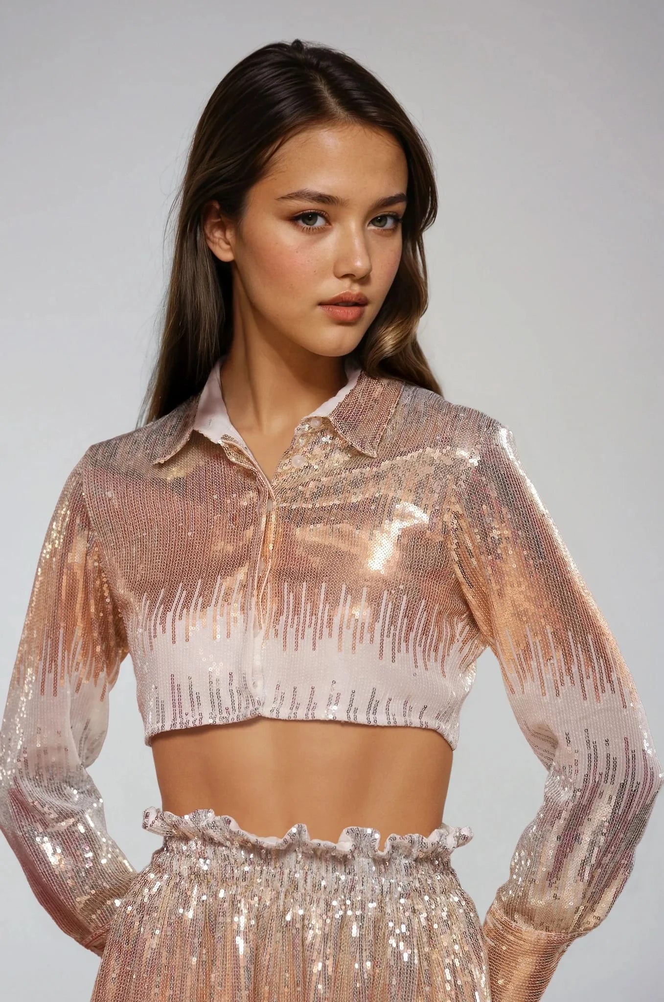 <em>Ombre Sequin</em> Georgette Top