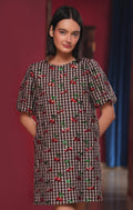 Cherry Sequin Flannel Dress (AE-1014)
